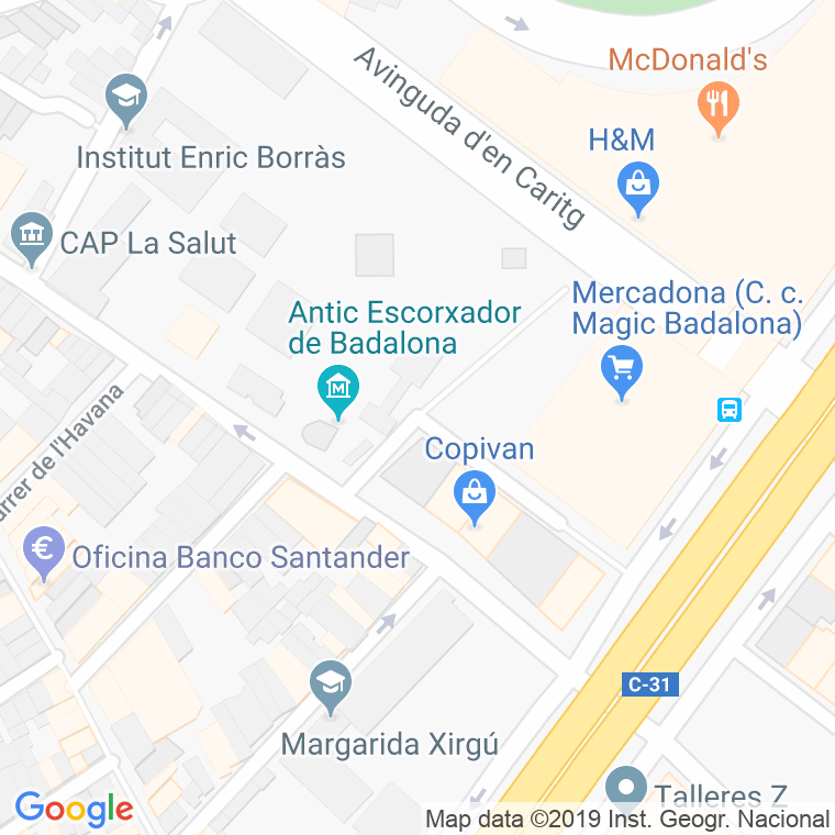 Código Postal calle Arquitecte Fradera en Badalona
