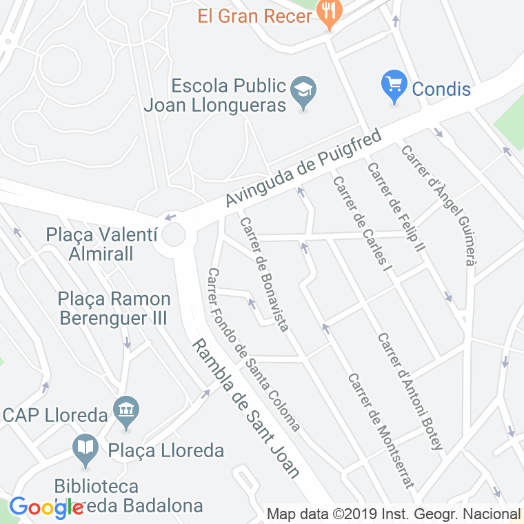 Código Postal calle Bonavista en Badalona