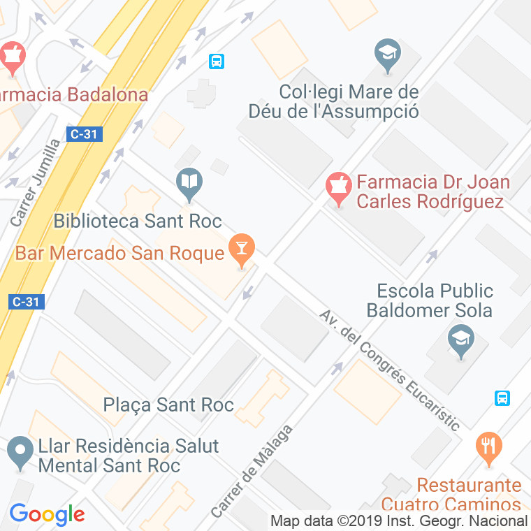 Código Postal calle Congres Eucaristic, avinguda en Badalona