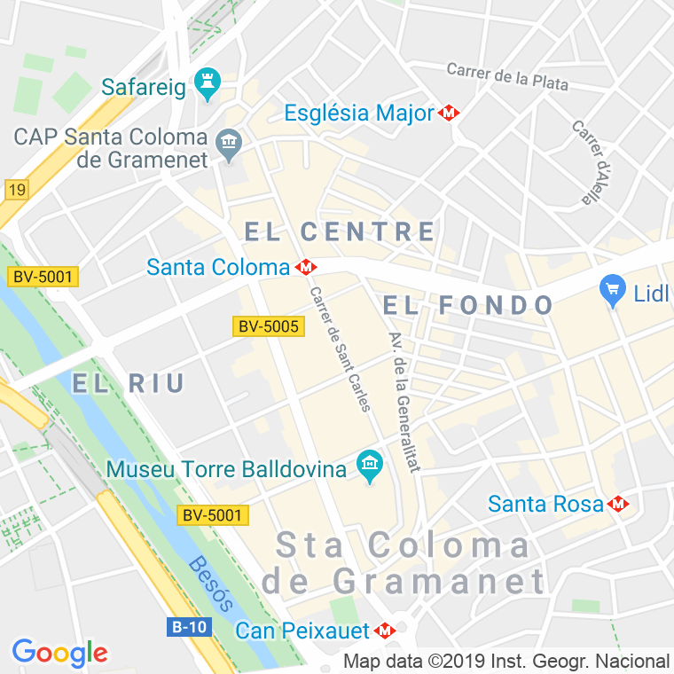 Código Postal calle Sant Carles   (Impares Del 1 Al 17)  (Pares Del 2 Al 32) en Santa Coloma de Gramanet