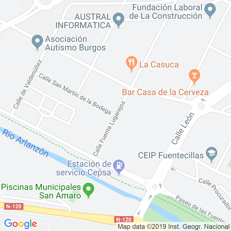 Código Postal calle Fuentelugarejos en Burgos