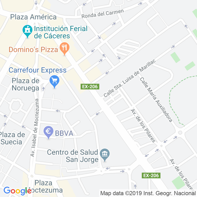 Código Postal calle Antonio Hurtado, avenida en Cáceres