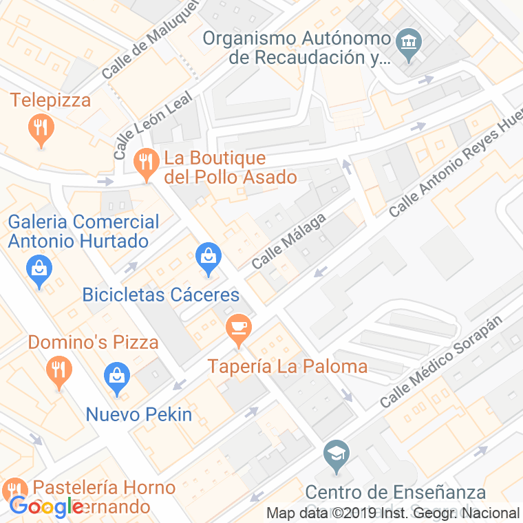 Código Postal calle Malaga en Cáceres