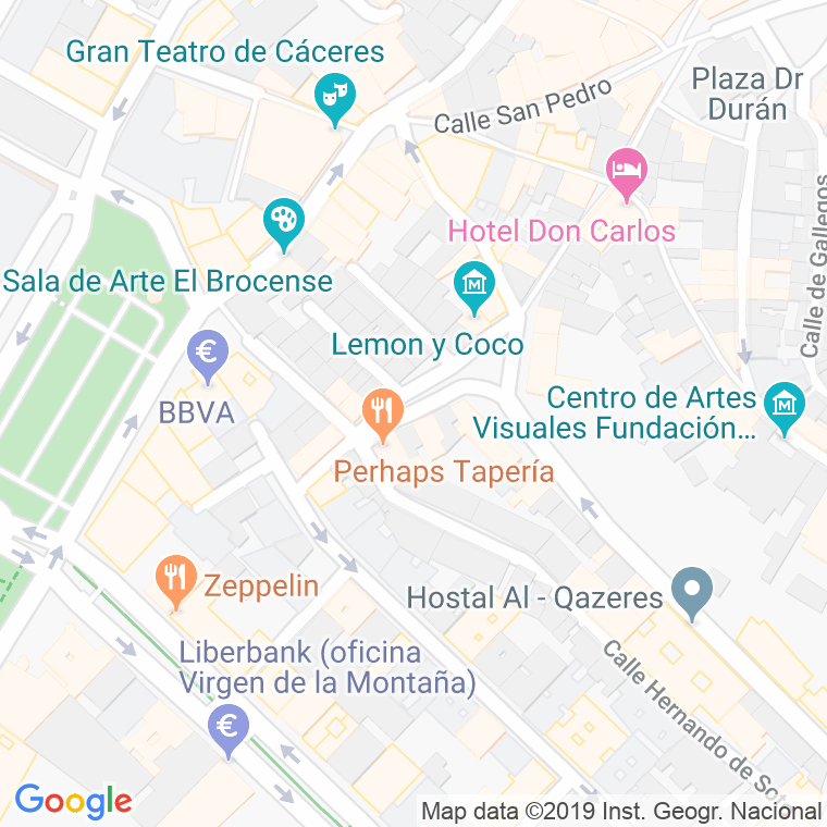 Código Postal calle Marron, plaza en Cáceres