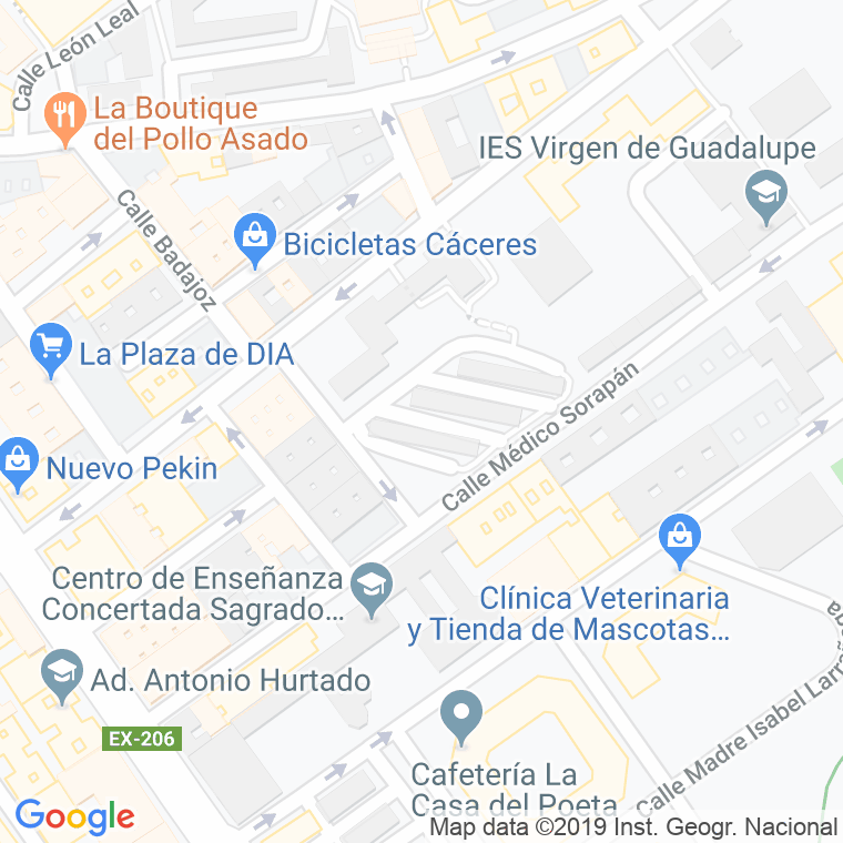 Código Postal calle Menendez Pelayo en Cáceres