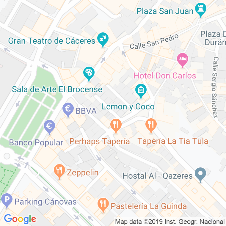 Código Postal calle San Vicente en Cáceres