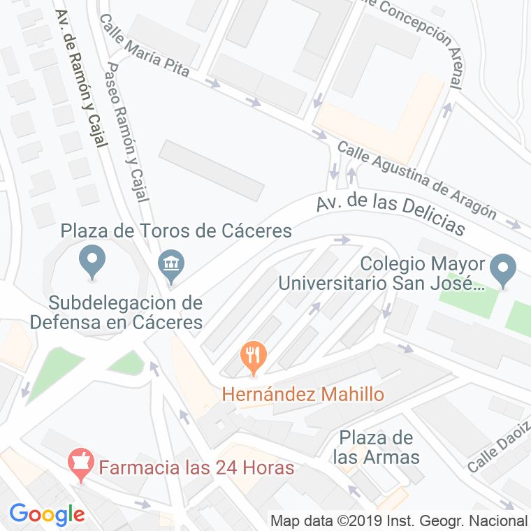 Código Postal calle Delicias en Cáceres