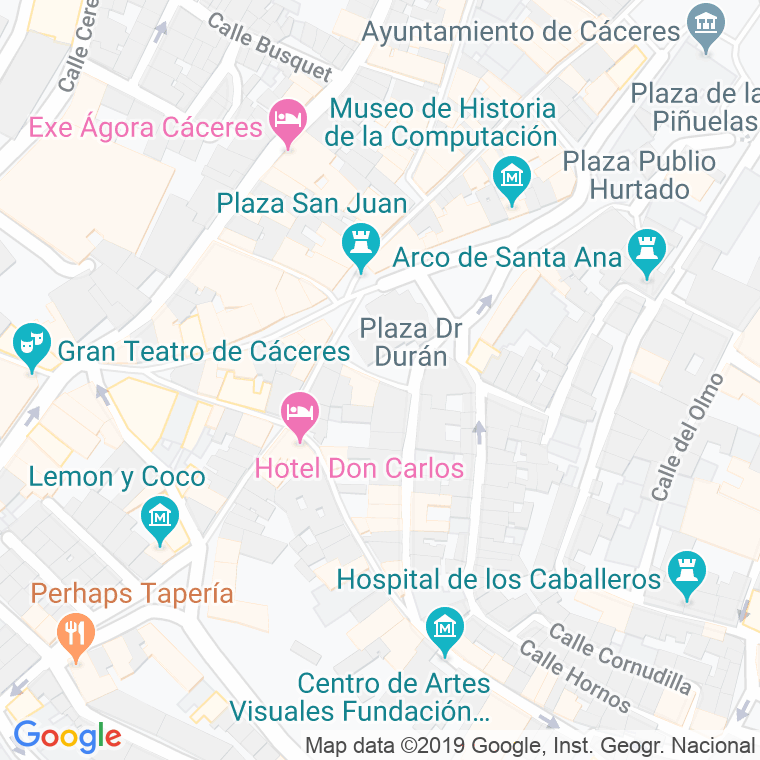 Código Postal calle Doctor Duran, plaza en Cáceres
