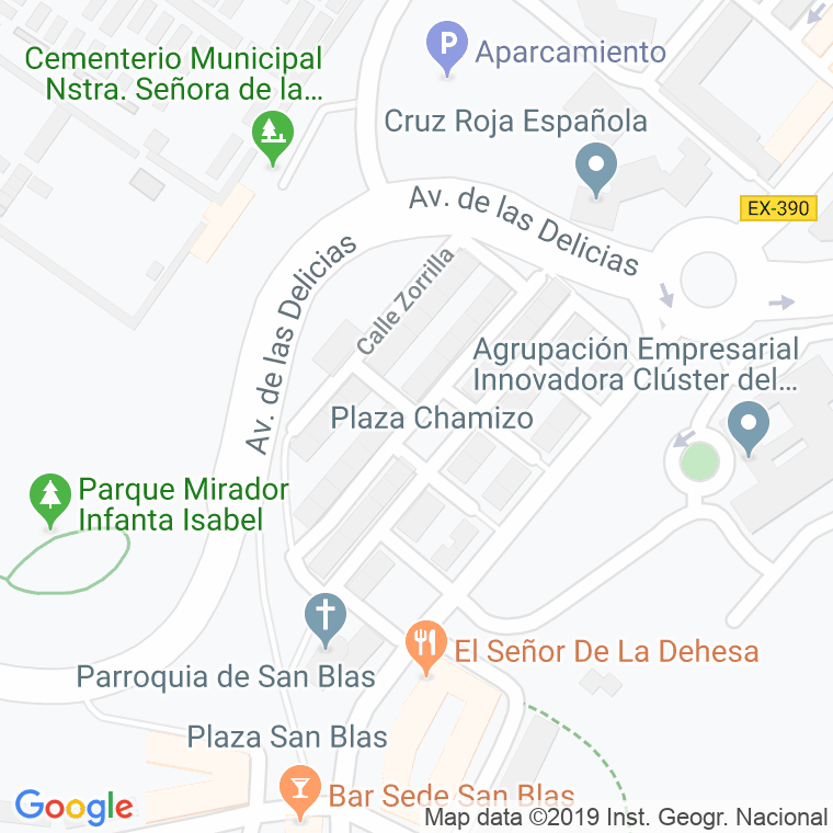 Código Postal calle Chamizo, plaza en Cáceres