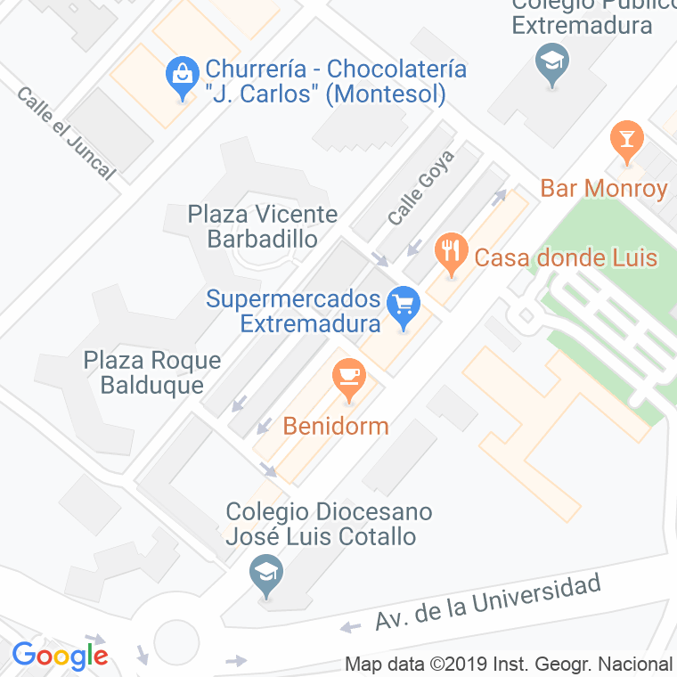 Código Postal calle Españoleto, plaza en Cáceres