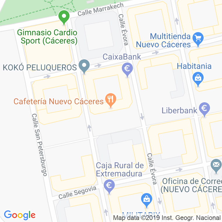 Código Postal calle Nueva en Cáceres