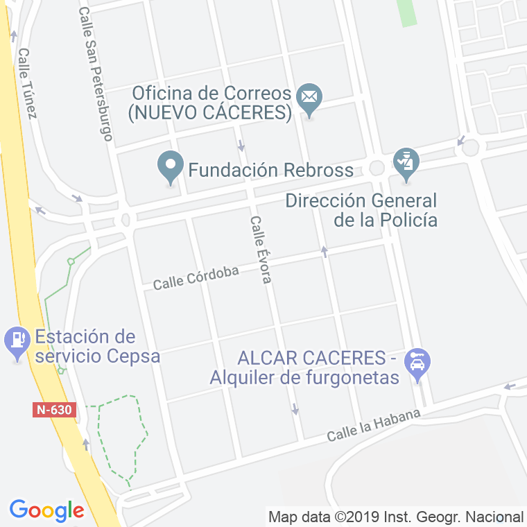 Código Postal calle Cordoba en Cáceres