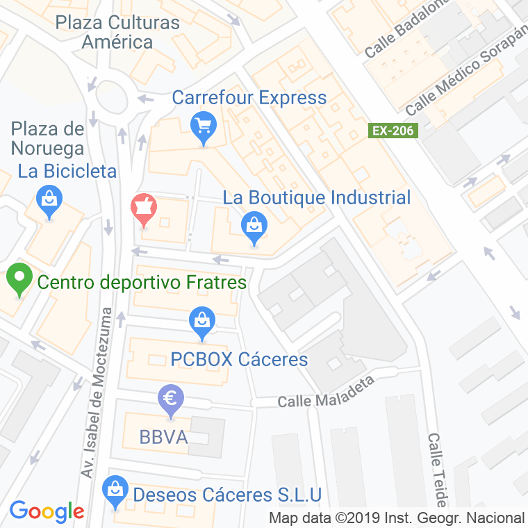 Código Postal calle Cuauhtemoc en Cáceres