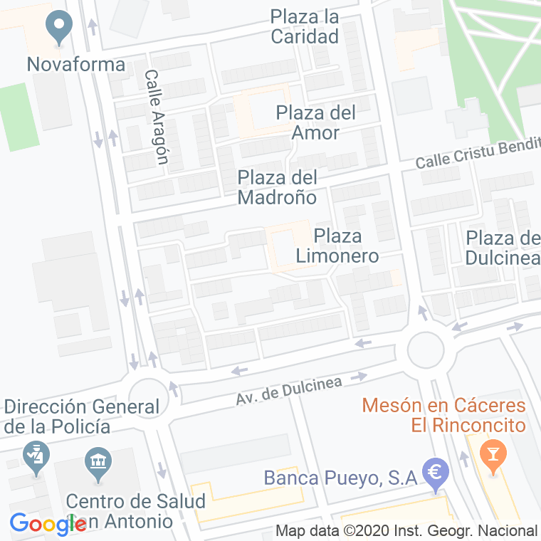 Código Postal calle Madroño, Del, plaza en Cáceres