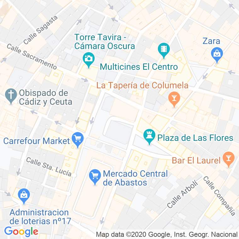 Código Postal calle Guerra Jimenez, plaza en Cádiz