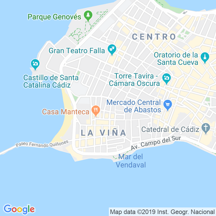 Código Postal calle Cereria, callejon en Cádiz