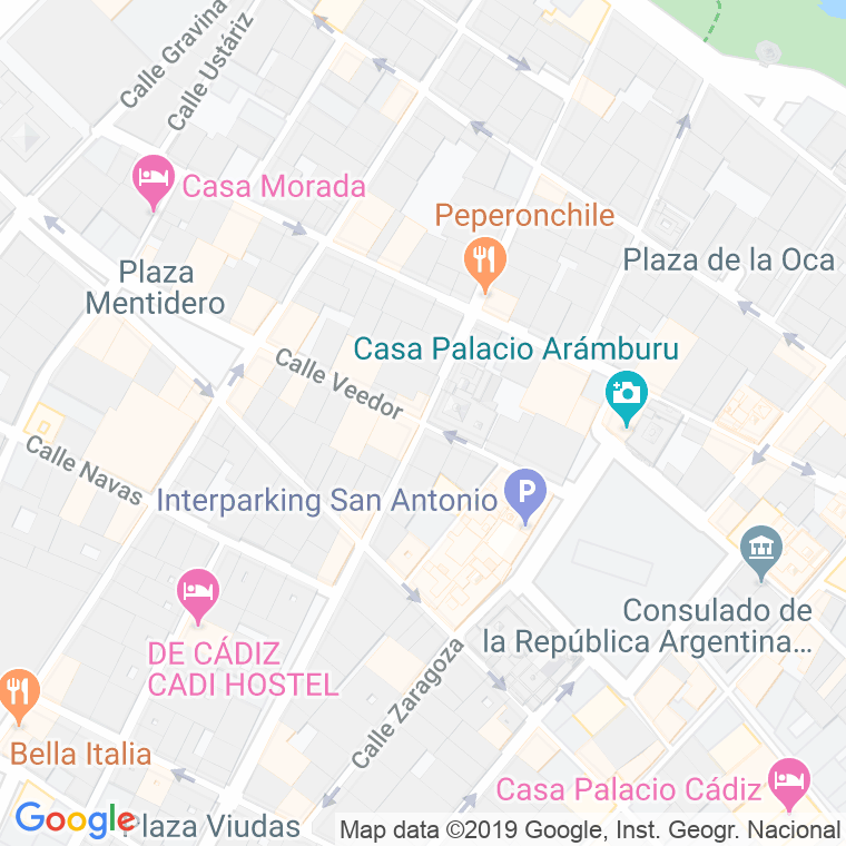 Código Postal calle Mentidero, plaza en Cádiz