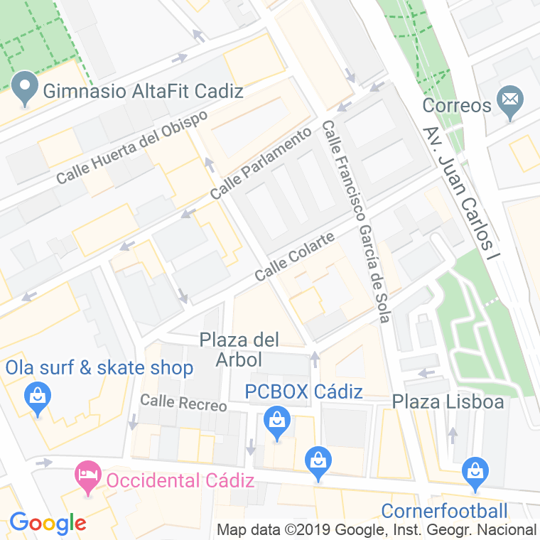 Código Postal calle Colarte en Cádiz