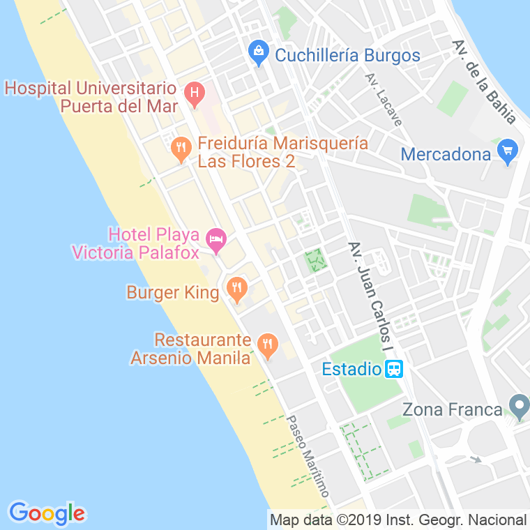 Código Postal calle Maritimo, paseo (Impares Del 1 Al 15)  (Pares Del 2 Al 14) en Cádiz
