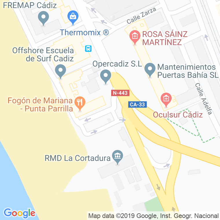 Código Postal calle Cortadura, glorieta en Cádiz