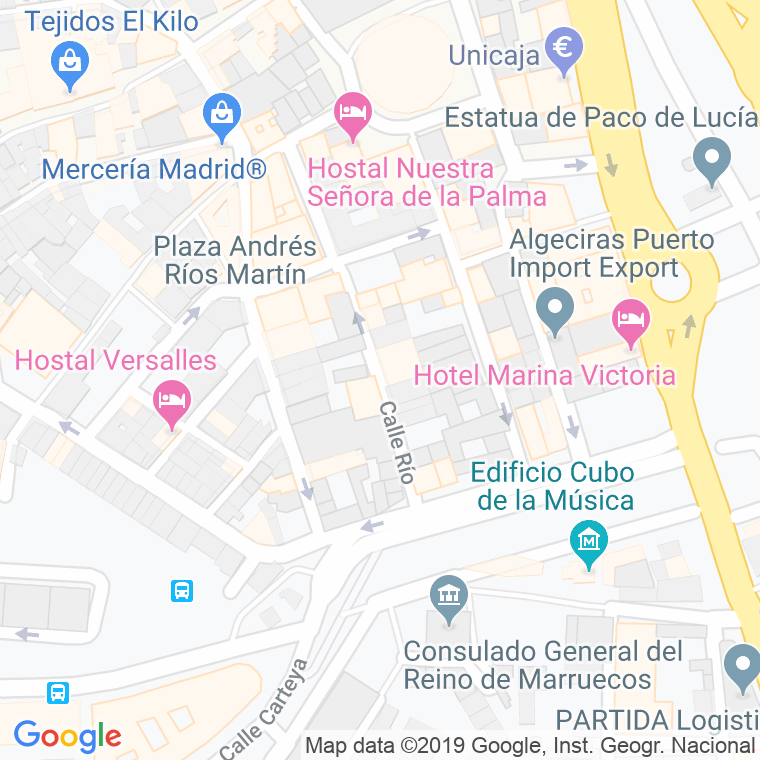 Código Postal calle Rio en Algeciras