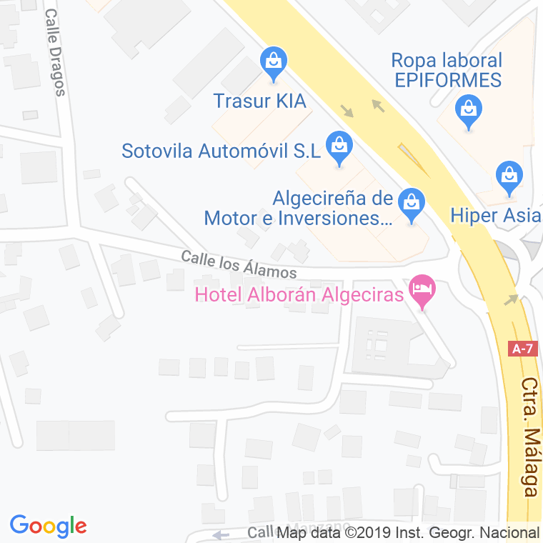 Código Postal calle Alamos en Algeciras