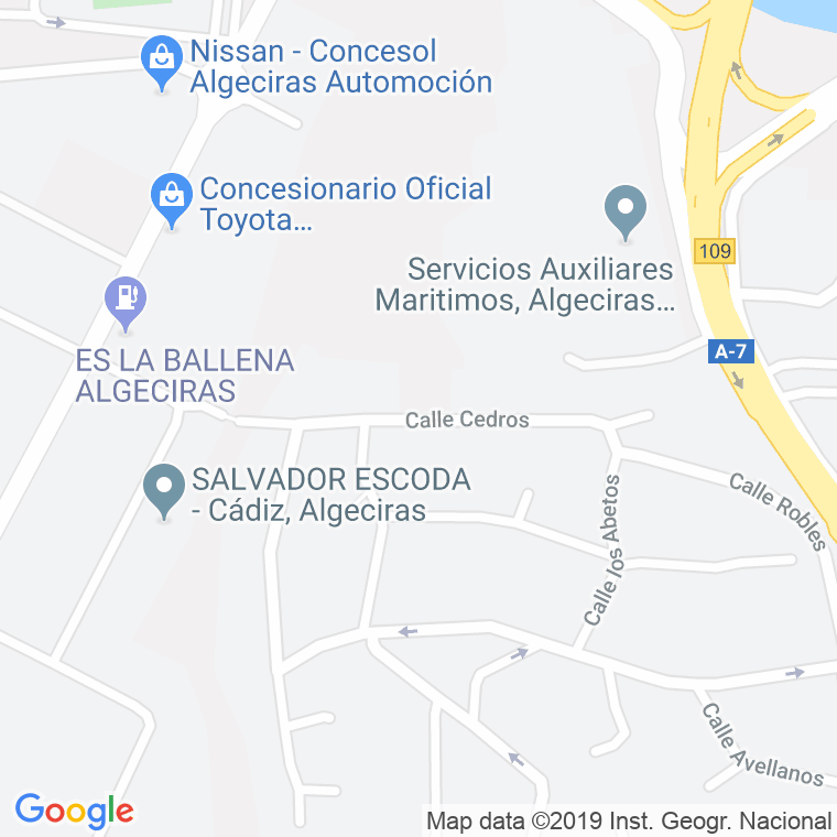 Código Postal calle Cedros en Algeciras