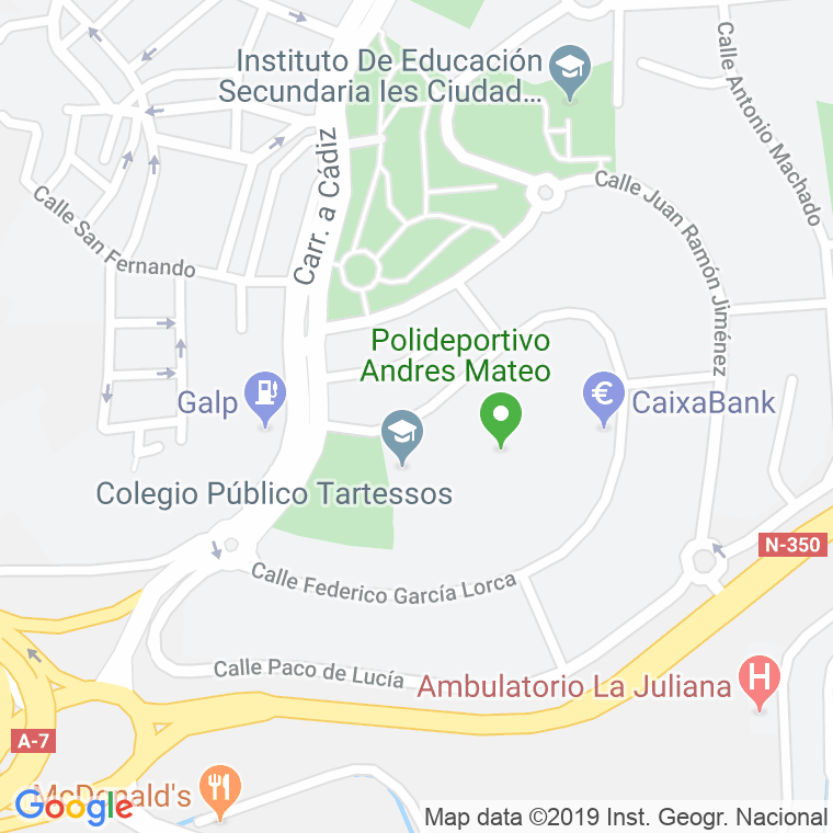Código Postal calle Federico Garcia Lorca en Algeciras