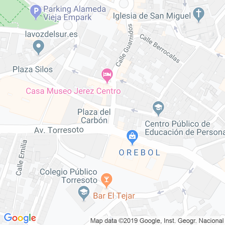 Código Postal calle Carbon, Del, plaza en Jerez de la Frontera