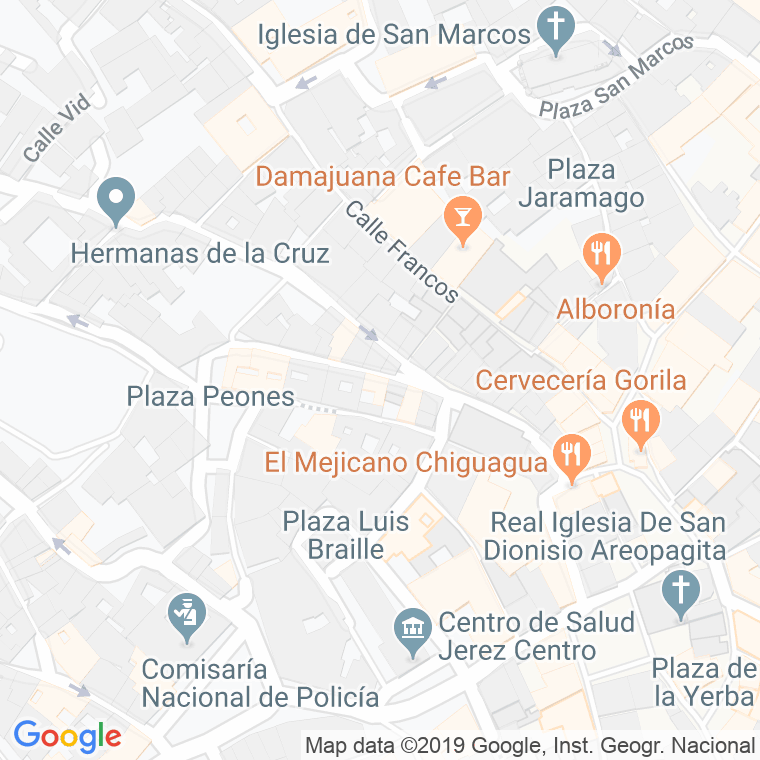 Código Postal calle Carpinteria Alta Y Baja en Jerez de la Frontera