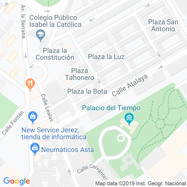 Código Postal calle Bota, De La, plaza en Jerez de la Frontera