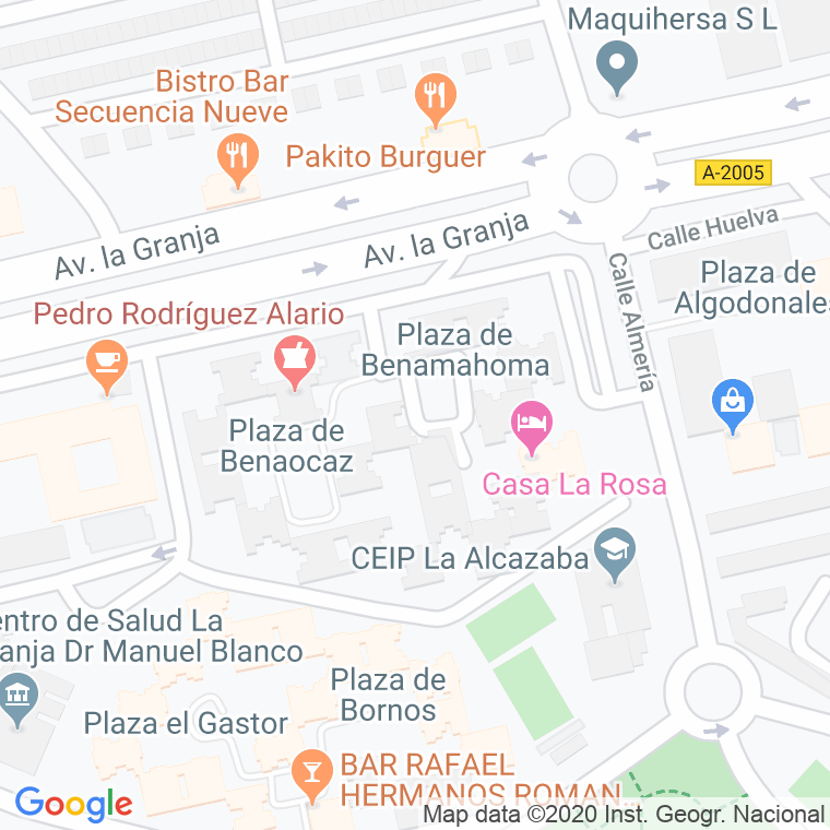 Código Postal calle Benamahoma, plaza en Jerez de la Frontera