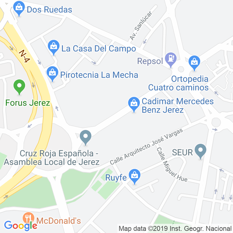 Código Postal calle Cuatro Caminos en Jerez de la Frontera