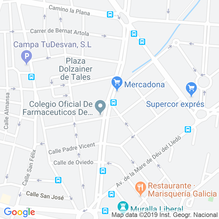 Código Postal calle Capuchinos, avenida en Castelló de la Plana/Castellón de la Plana