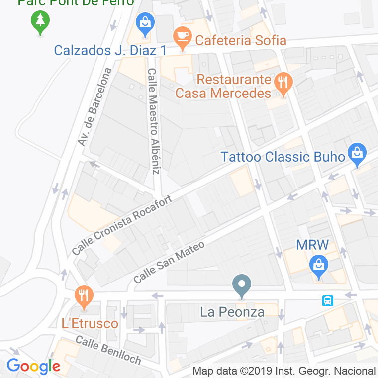 Código Postal calle Cronista Rocafort en Castelló de la Plana/Castellón de la Plana