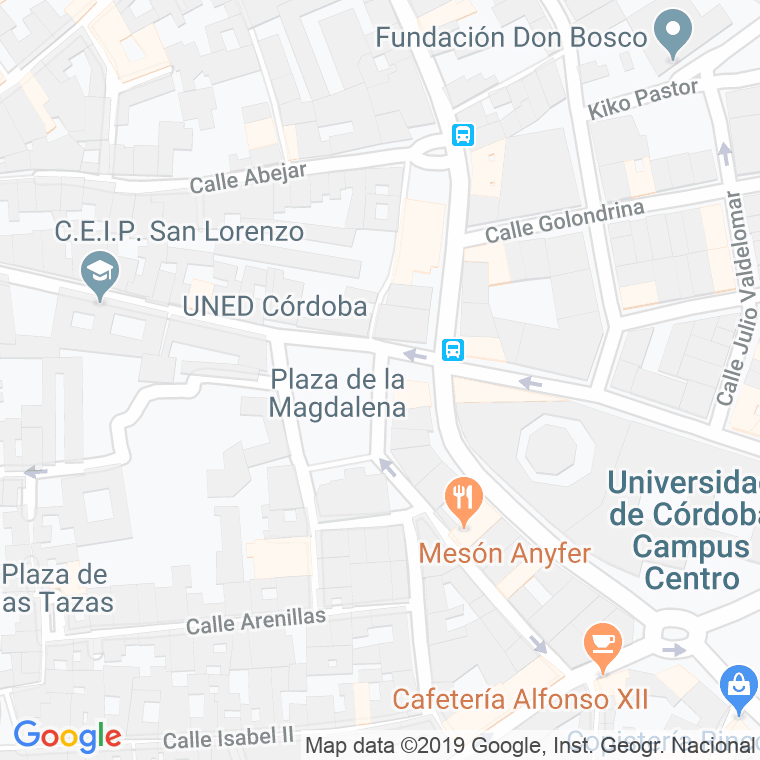 Código Postal calle Magdalena, plaza en Córdoba