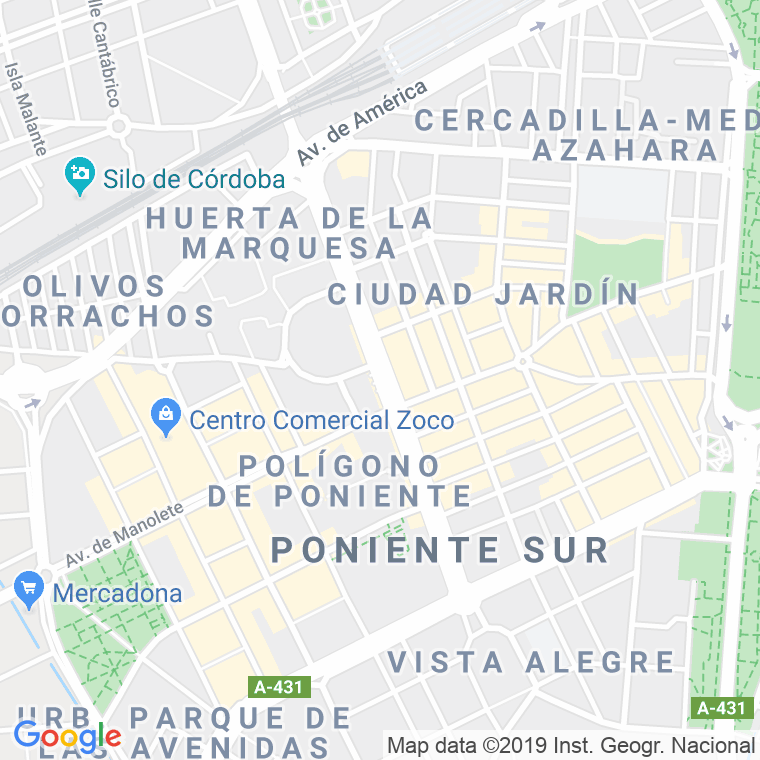 Código Postal calle Gran Via Parque, avenida (Impares Del 63 Al Final)  (Pares Del 28 Al Final) en Córdoba
