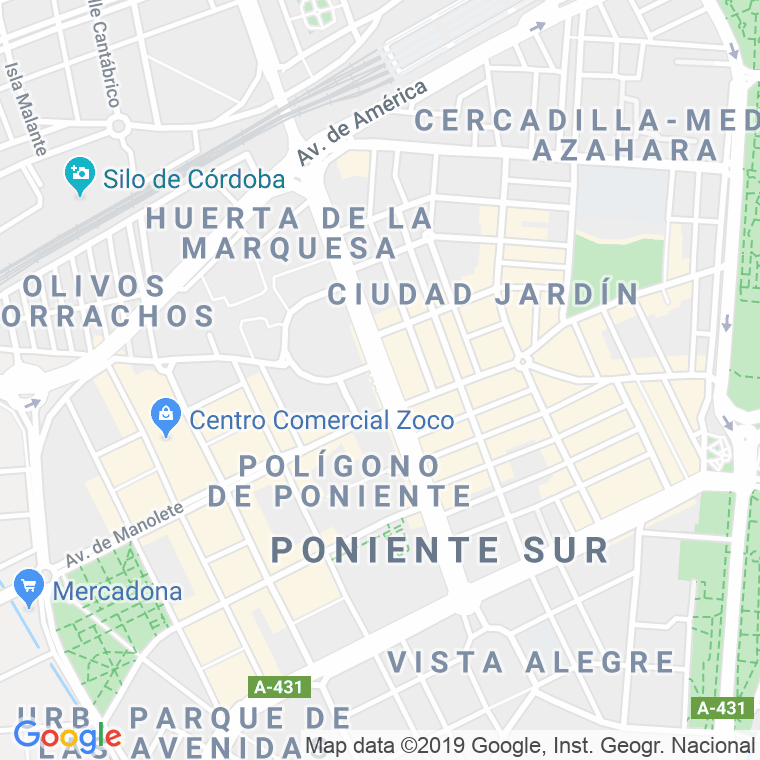 Código Postal calle Gran Via Parque, avenida (Impares Del 1 Al 61)  (Pares Del 2 Al 26) en Córdoba