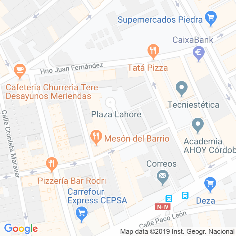 Código Postal calle Lahore, plaza en Córdoba