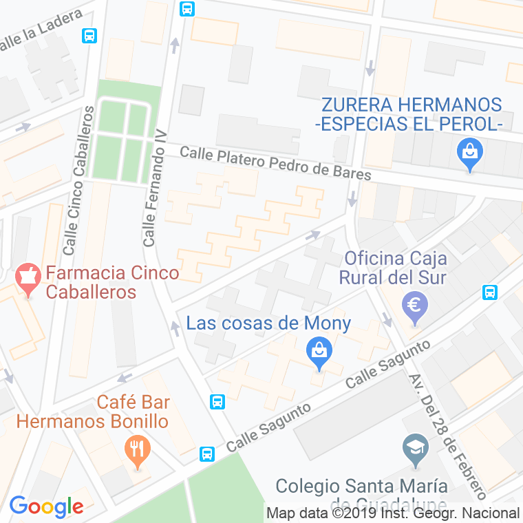 Código Postal calle Platero Pedro Sanchez De Luque en Córdoba