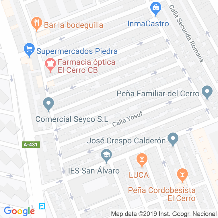 Código Postal calle Rey Don Pelayo en Córdoba