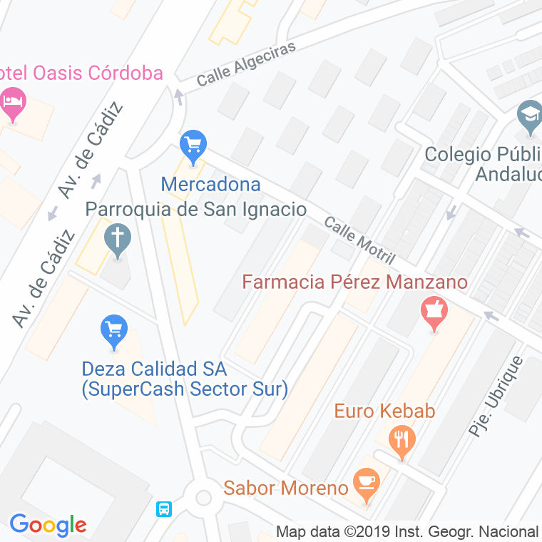 Código Postal calle Ayamonte, pasaje en Córdoba
