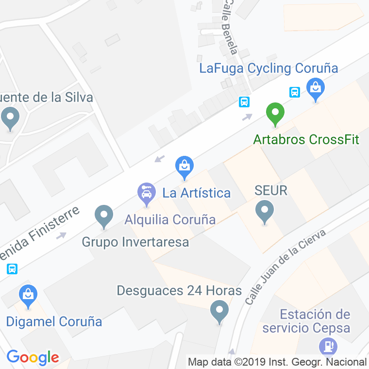 Código Postal calle Artistica, carretera en A Coruña