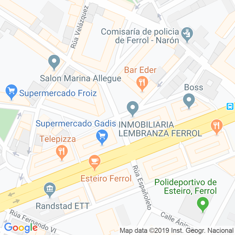 Código Postal calle Eduardo Pondal en Ferrol