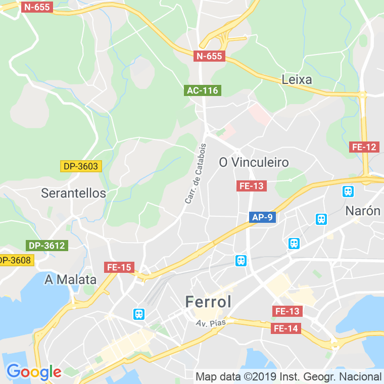 Código Postal calle Catabois, carretera en Ferrol