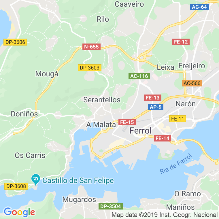 Código Postal calle Playa De Miño en Ferrol