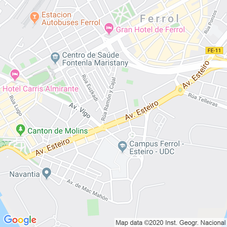 Código Postal calle Esteiro, Avenida, prolongacion en Ferrol