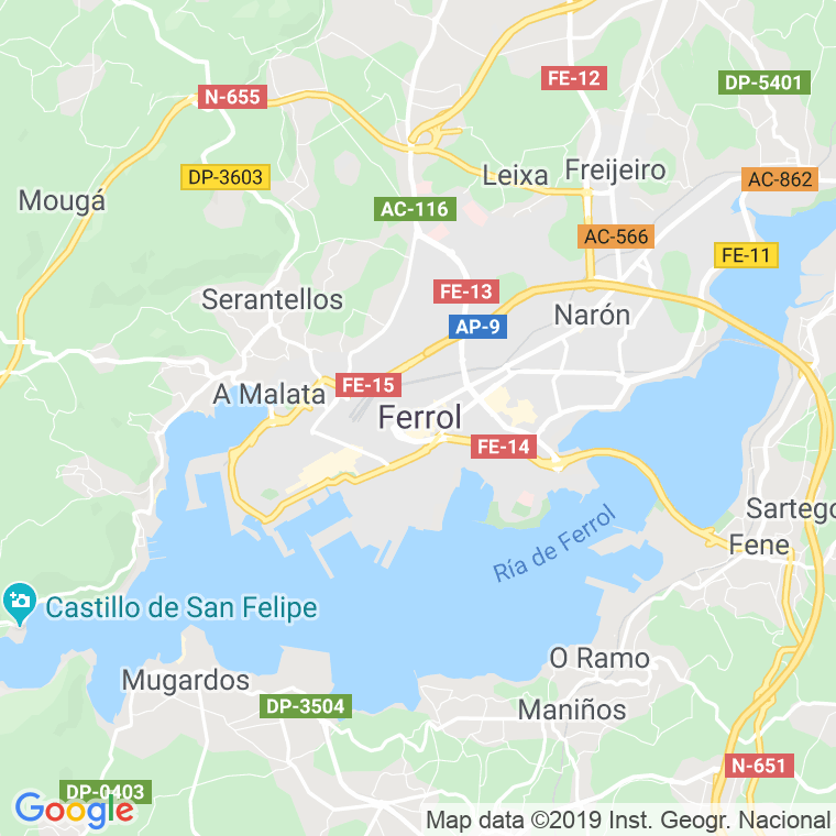 Código Postal calle Codigo Correspondencia Para Organismos Oficiales en Ferrol