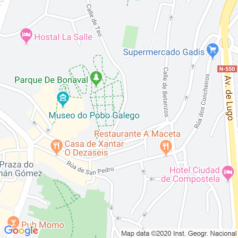 Código Postal calle Costiña Do Monte en Santiago de Compostela