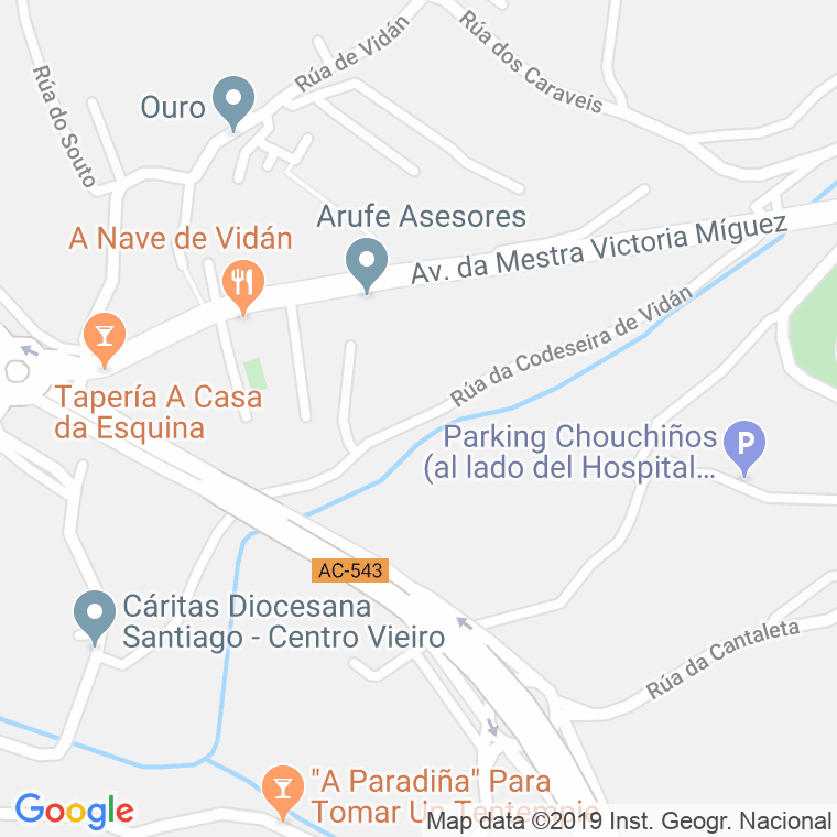 Código Postal calle Codeseira De Vidan en Santiago de Compostela